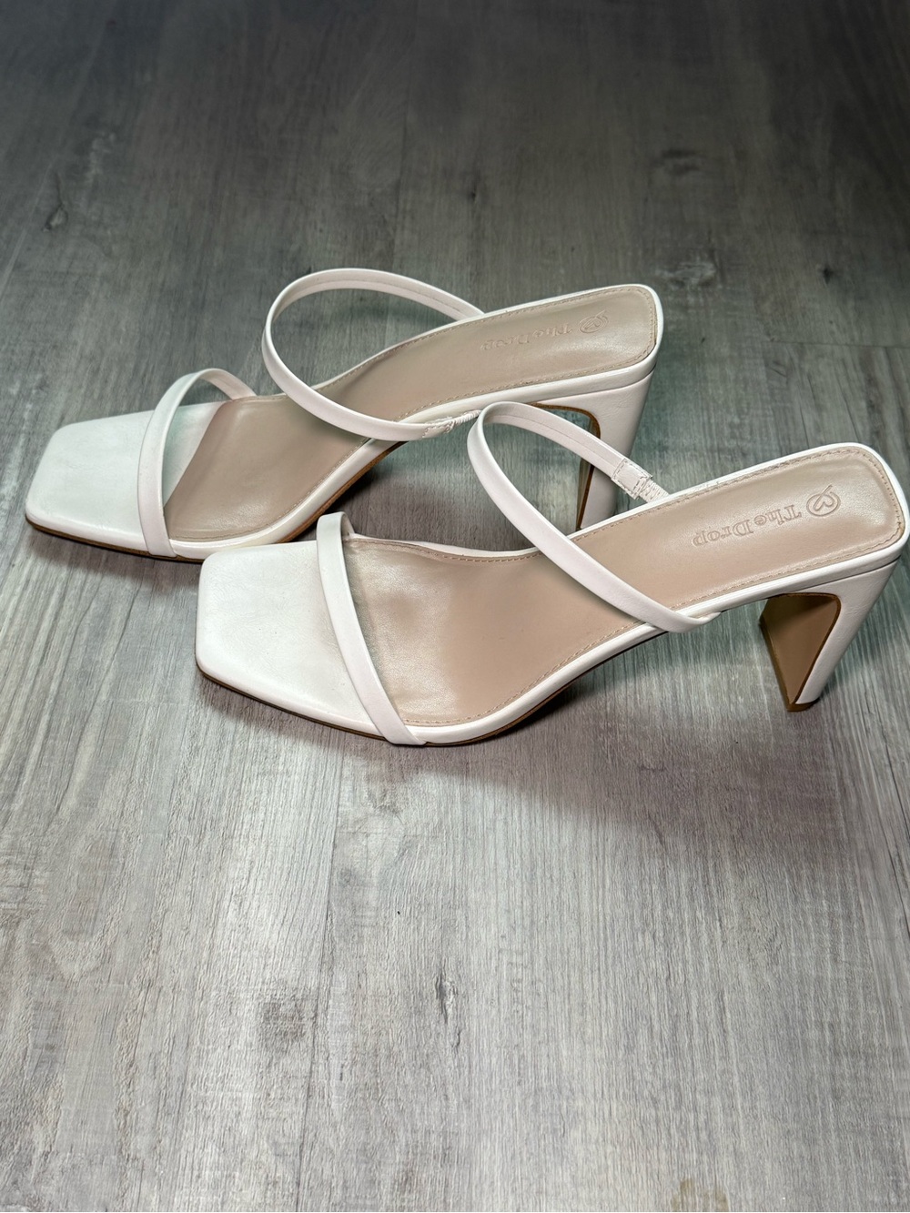 Minimalist White Square-Toe Strappy Heels by The Drop